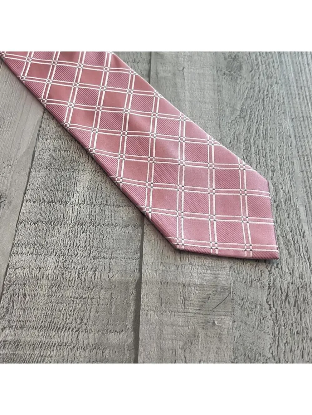 ARROW Men's 100% Silk Pink Plaid Checkered Necktie Tie USA